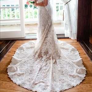 High-neck Martina Liana wedding dress with veil